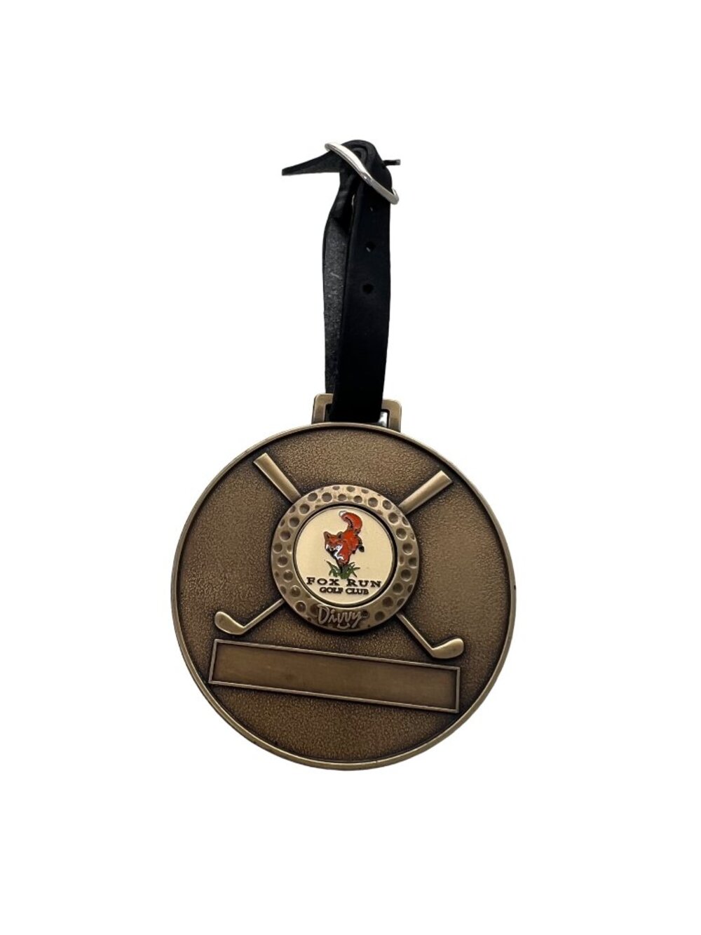 Divvy Golf Club Bag Tag Fox Run Brass Enamel Buckle Strap Golf Accessories Retro
